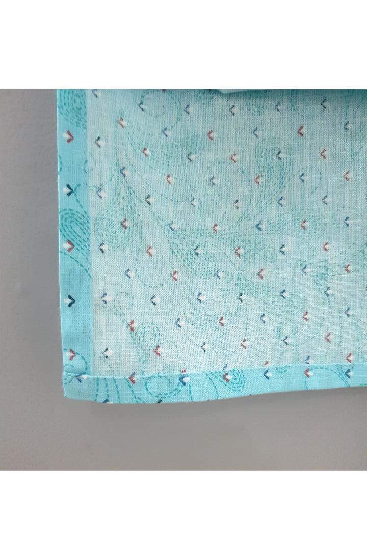 Light blue kantha printed kurta and pyjama