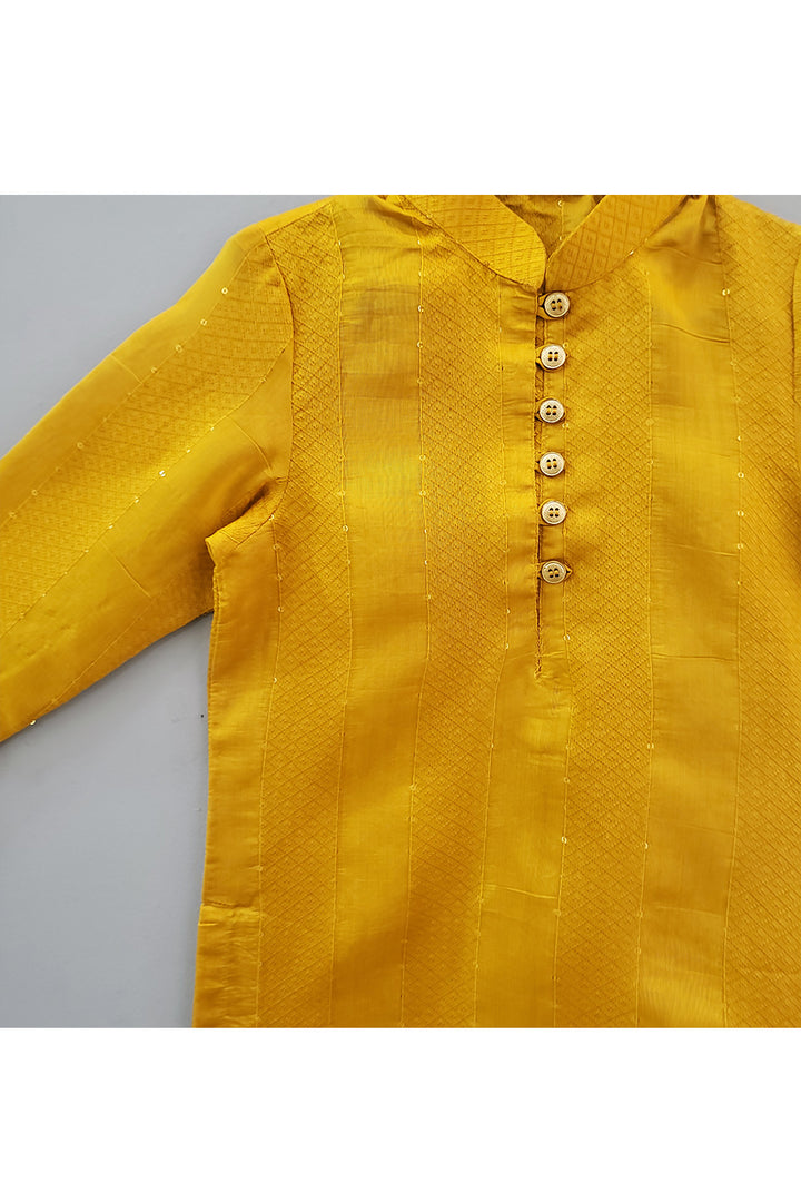 Mustard Yellow Kurta With White Pyjama Set