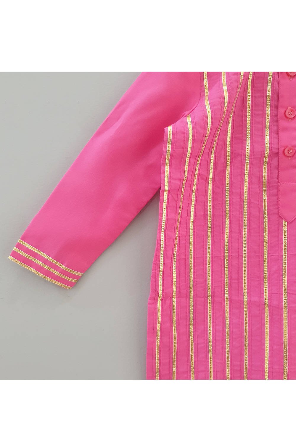 Pink pintuck gotta striped kurta with white pyjama