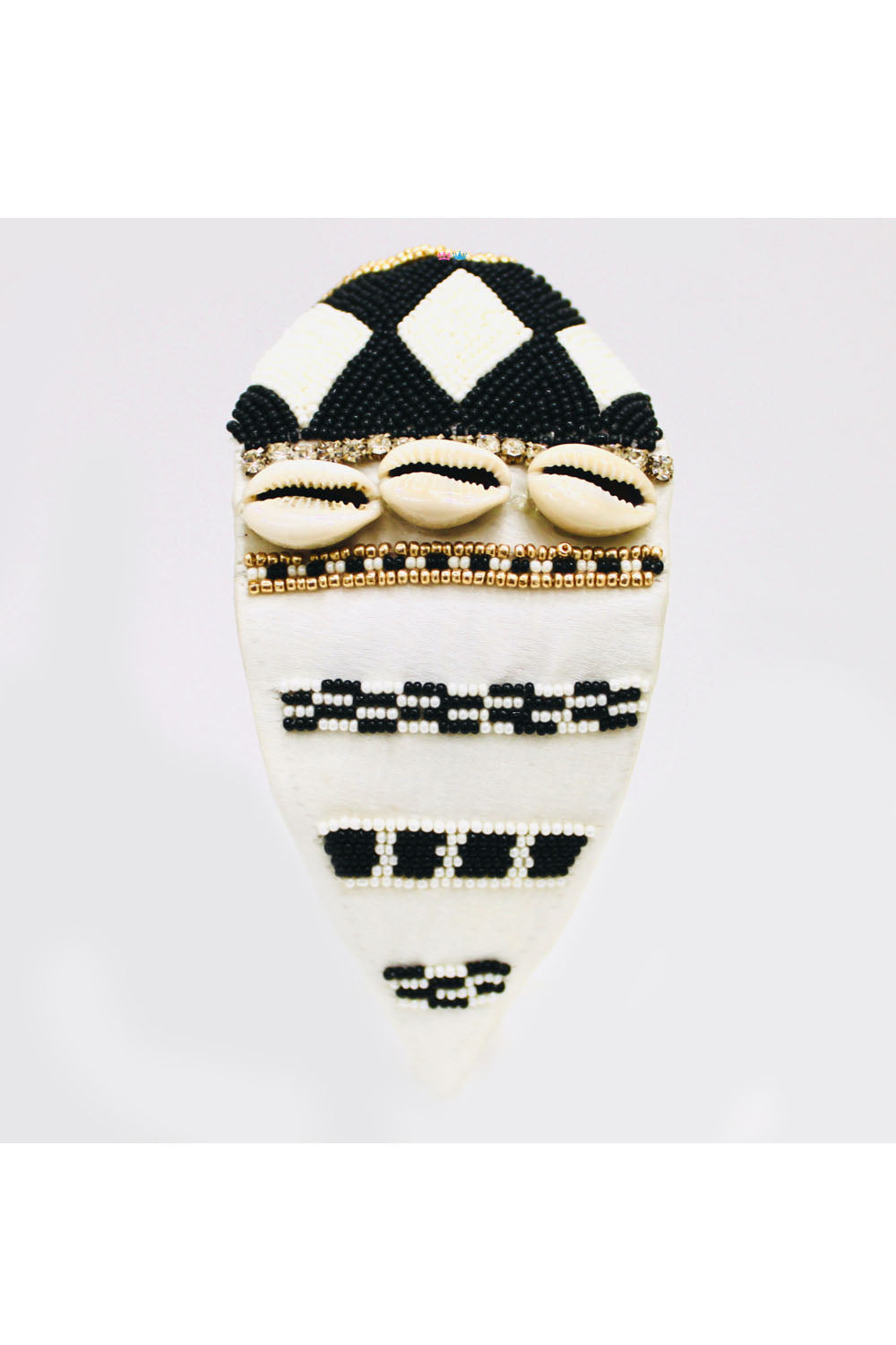 Black and white embroidery hairband
