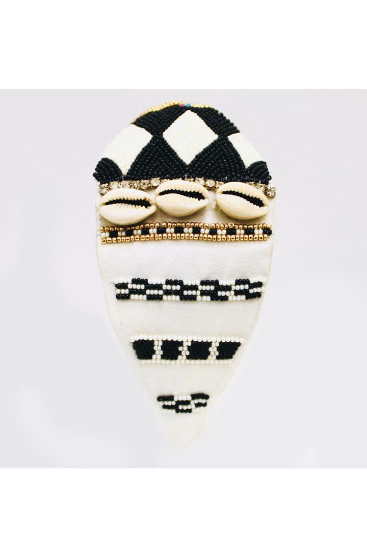 Black and white embroidery hairband