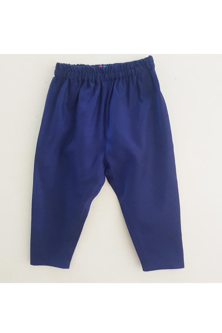 Royal navy blue kurta and pyjama with mask