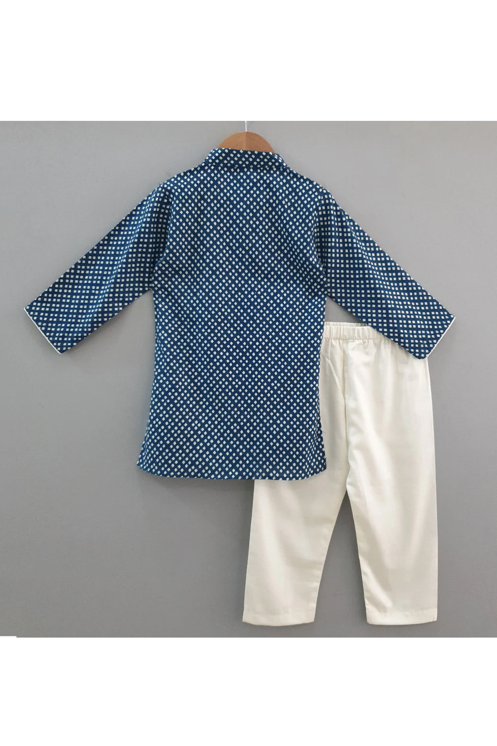 Indigo blue printed kurta with pyjama