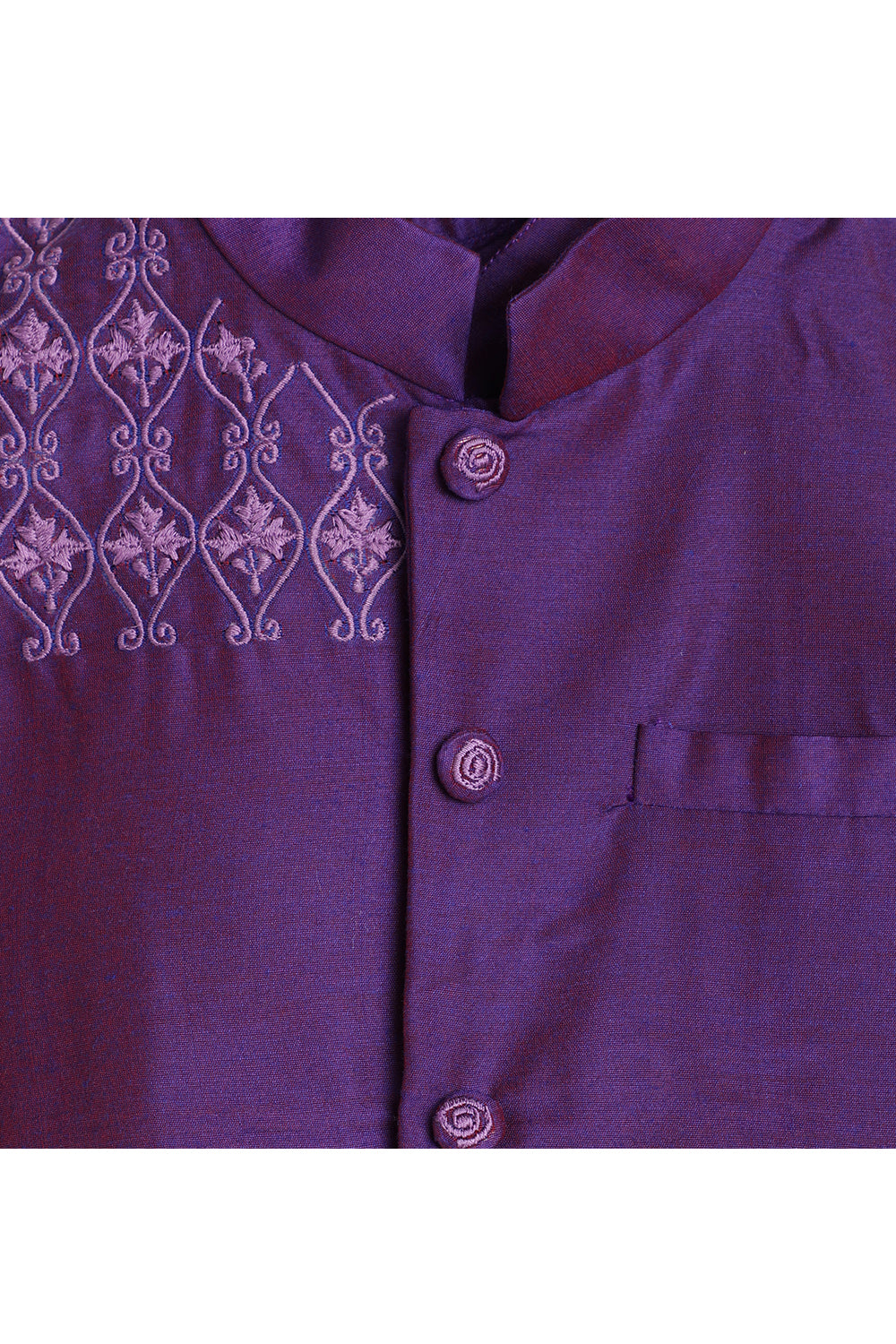 Purple kurta with embroidered jacket and pyjama