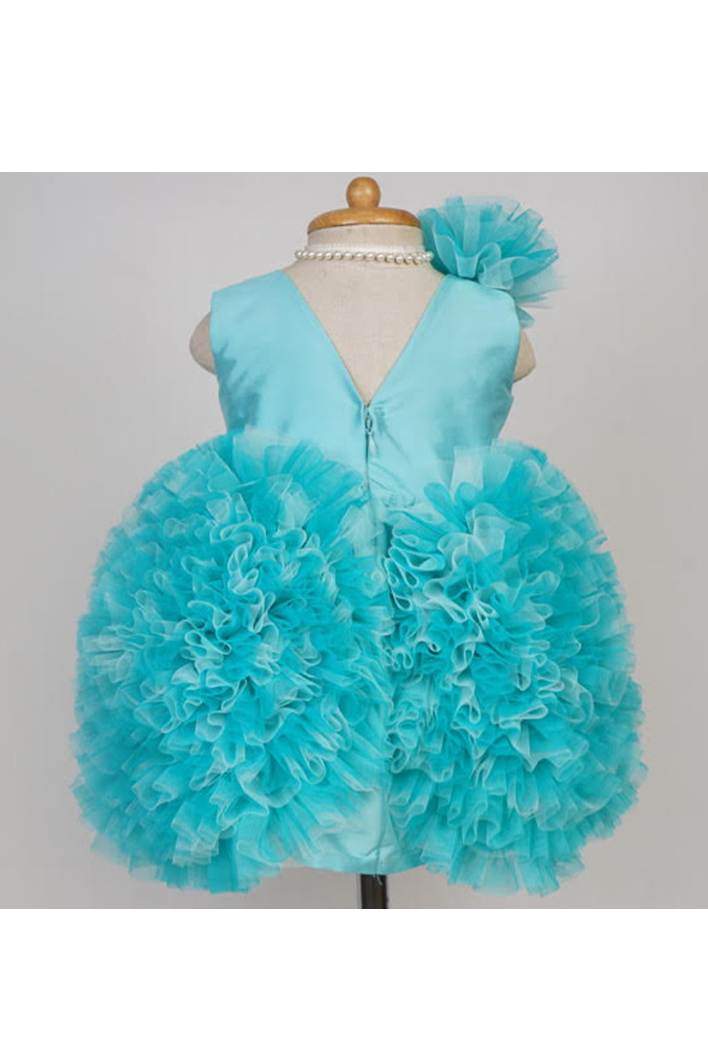 Teal flower ball dress
