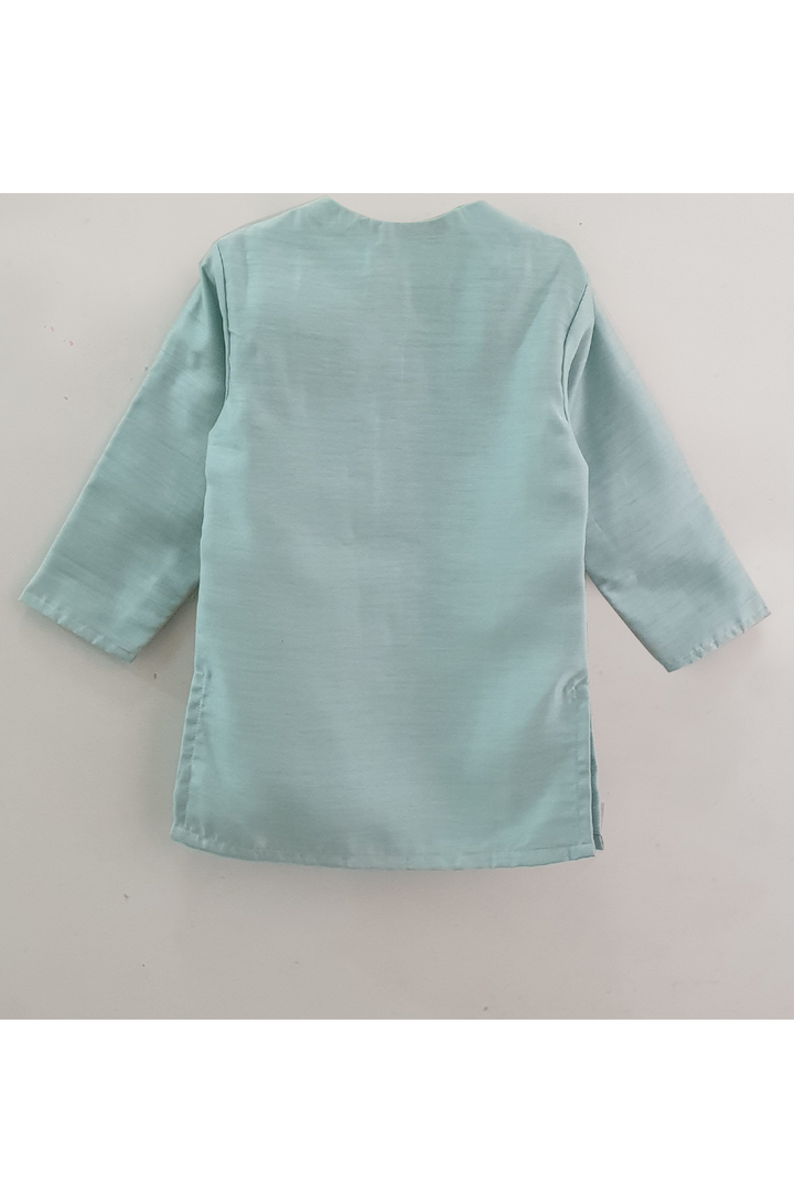 Pastel green sequin pocket kurta with churidar