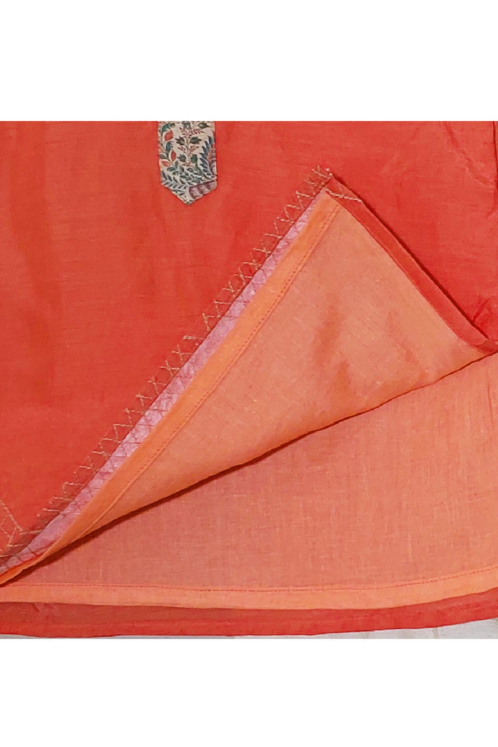 Orange Pyramid Printed Cotton Silk Kurta With Dhoti Set