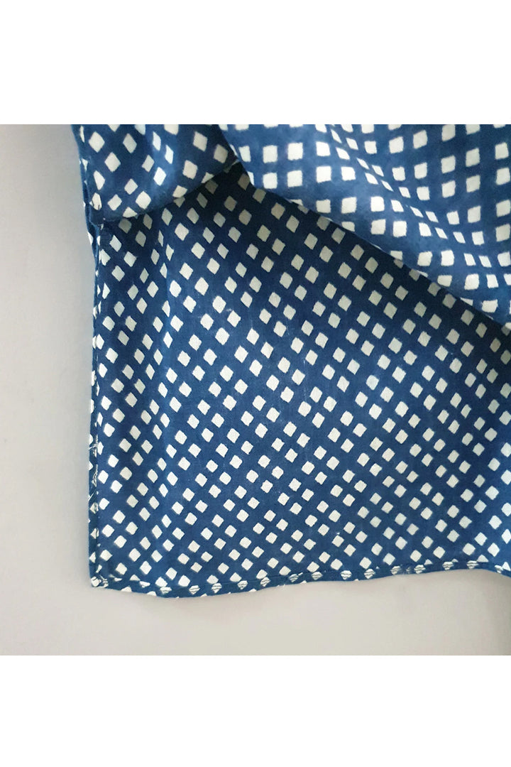Indigo blue printed kurta with pyjama