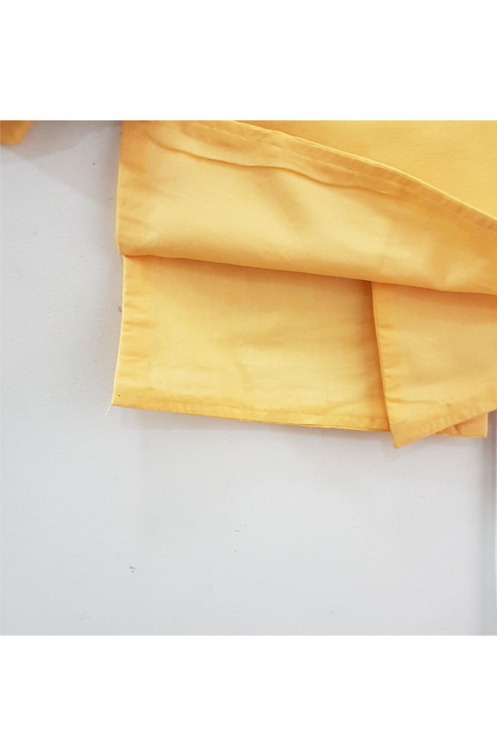Yellow pearl embroidered kurta with white pyjama