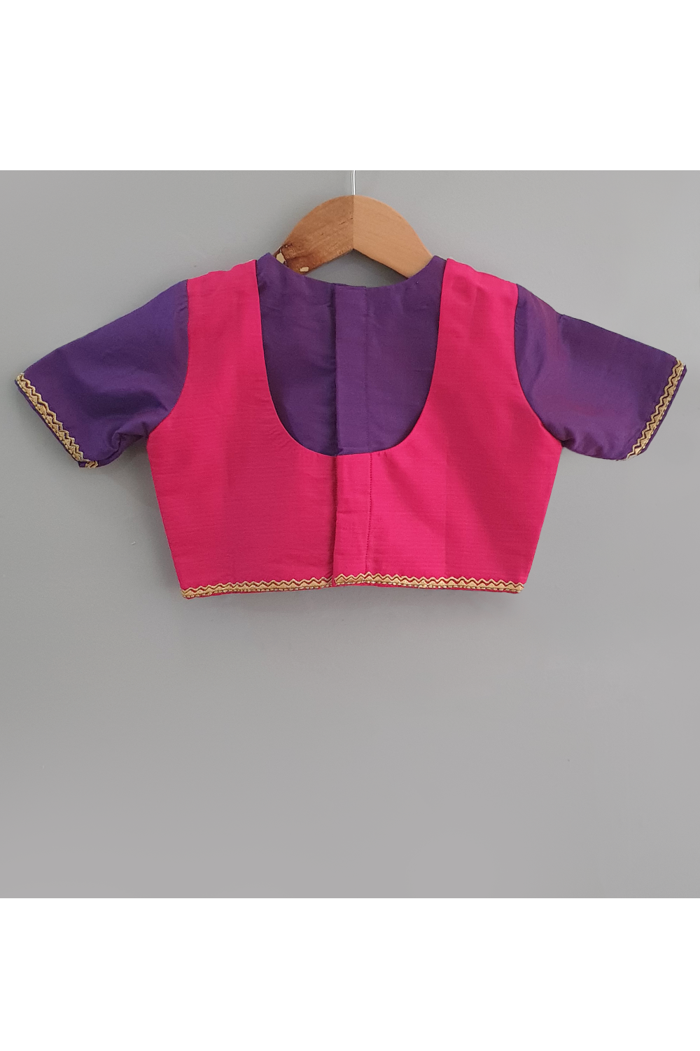 Blouse attached jacket with purple pleated lehnega