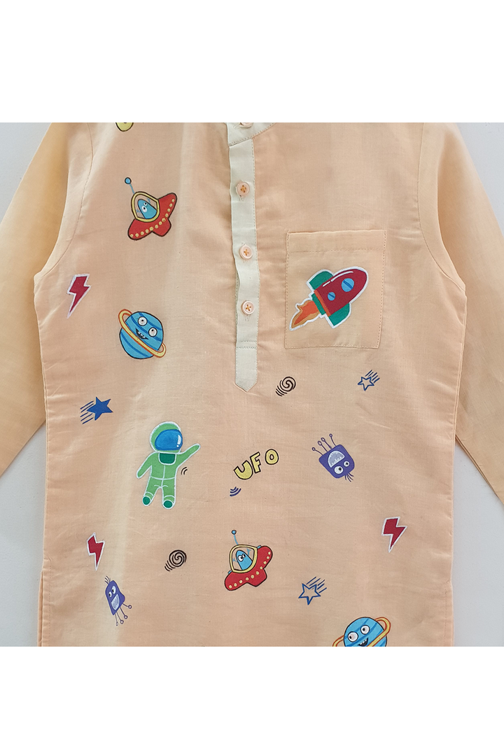 Hand painted space theme kurta