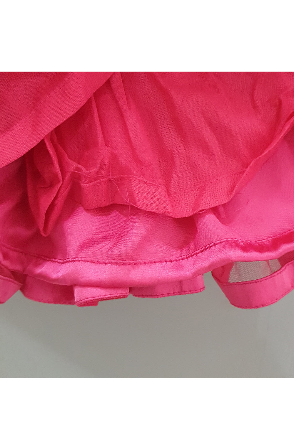 Peach and magenta butterfly embroidered layered frock