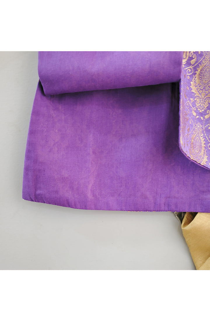 Purple Embroidered Kurta With Dhoti Set
