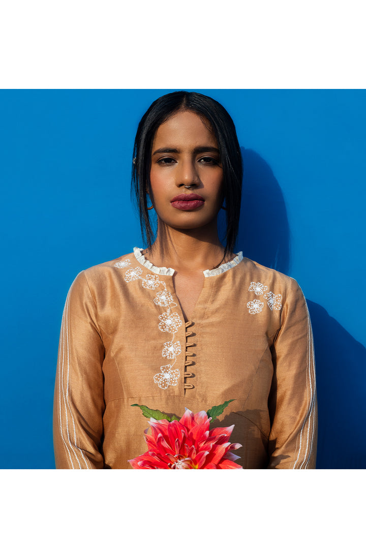 Color block chanderi embroidered tunic