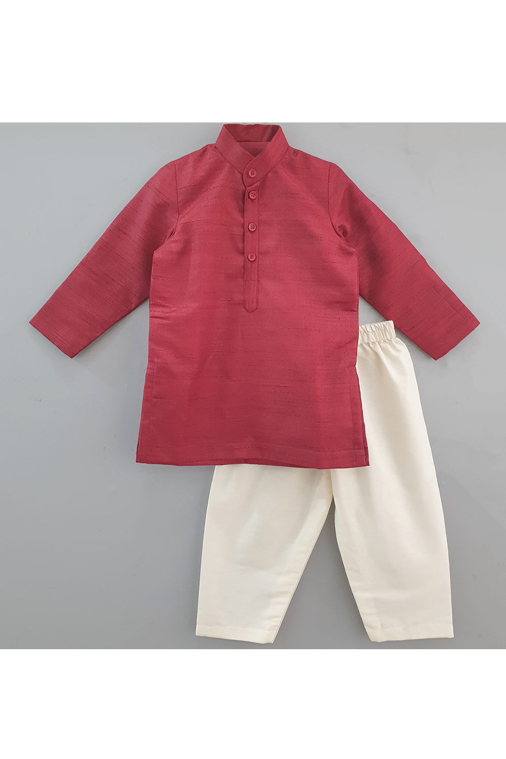 Mughal printed ivory jacket with maroon kurta and ivory pyjama