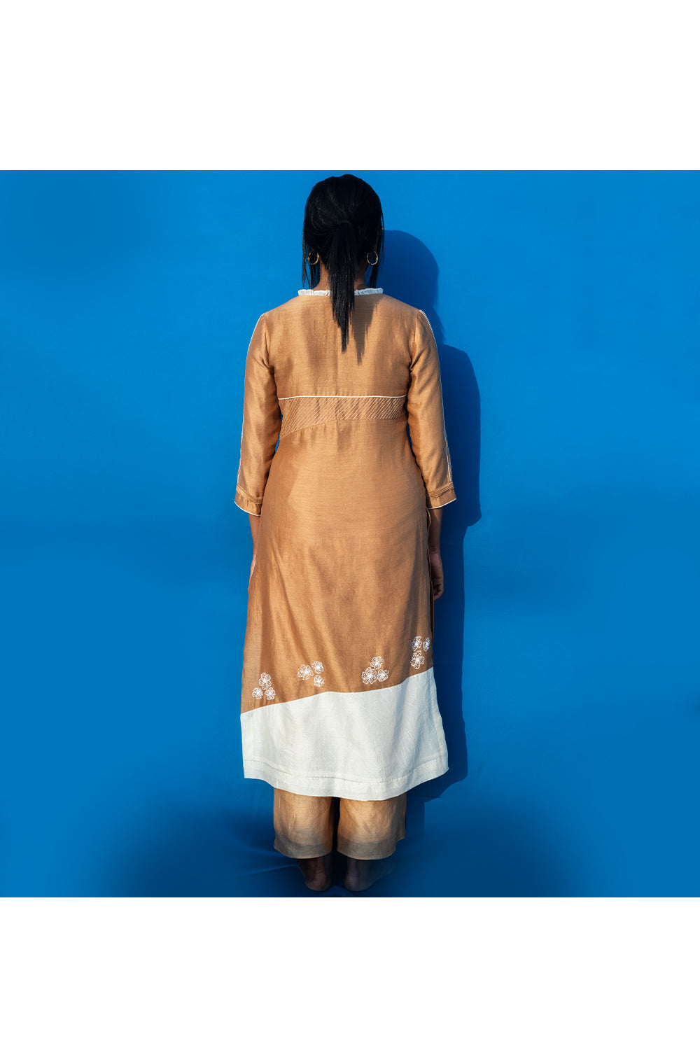 Color block chanderi embroidered tunic