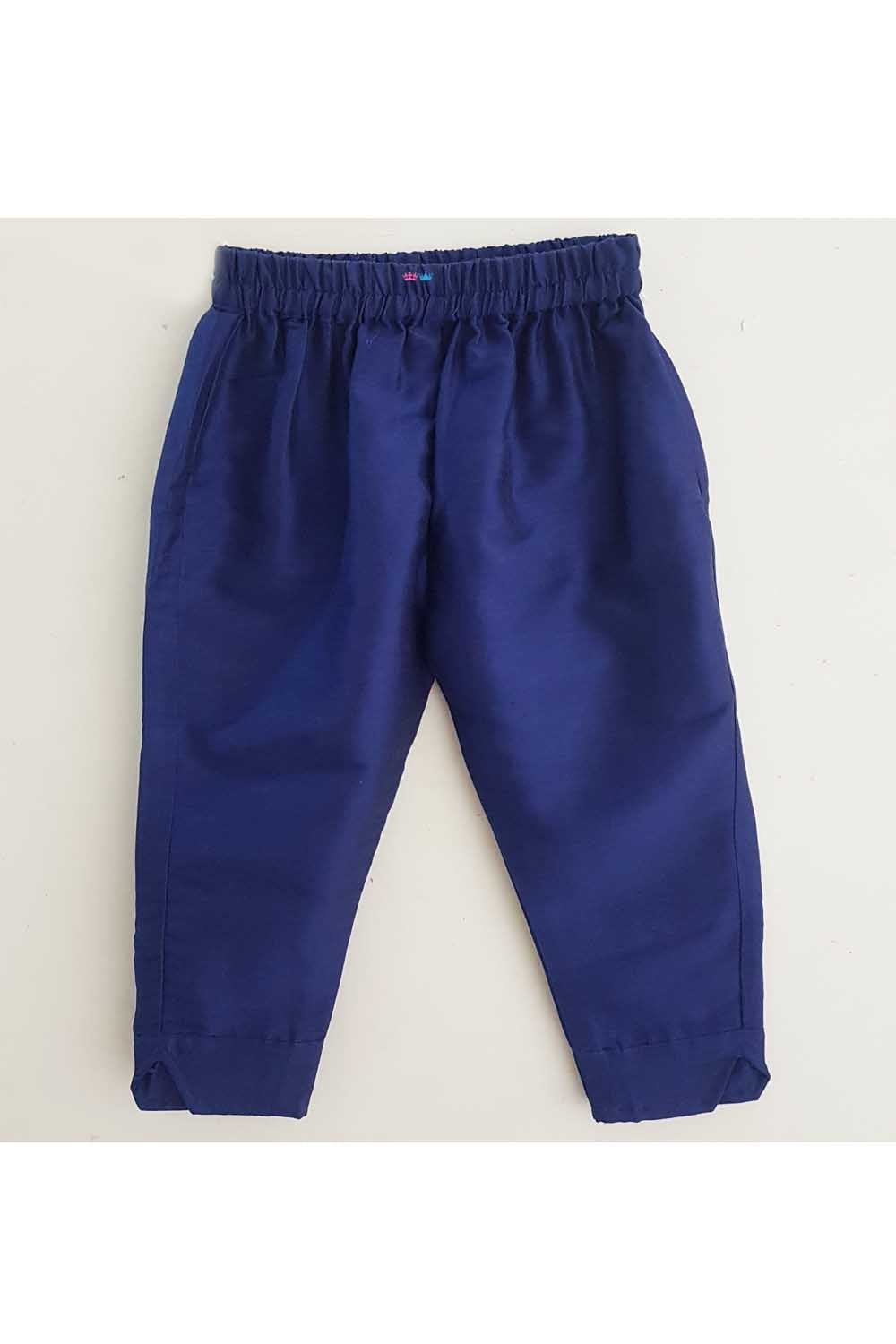 Royal navy blue printed top and pant with mask