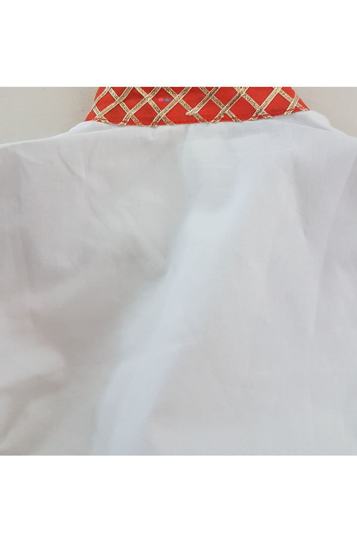 White kurta and pyjama with gota detailing