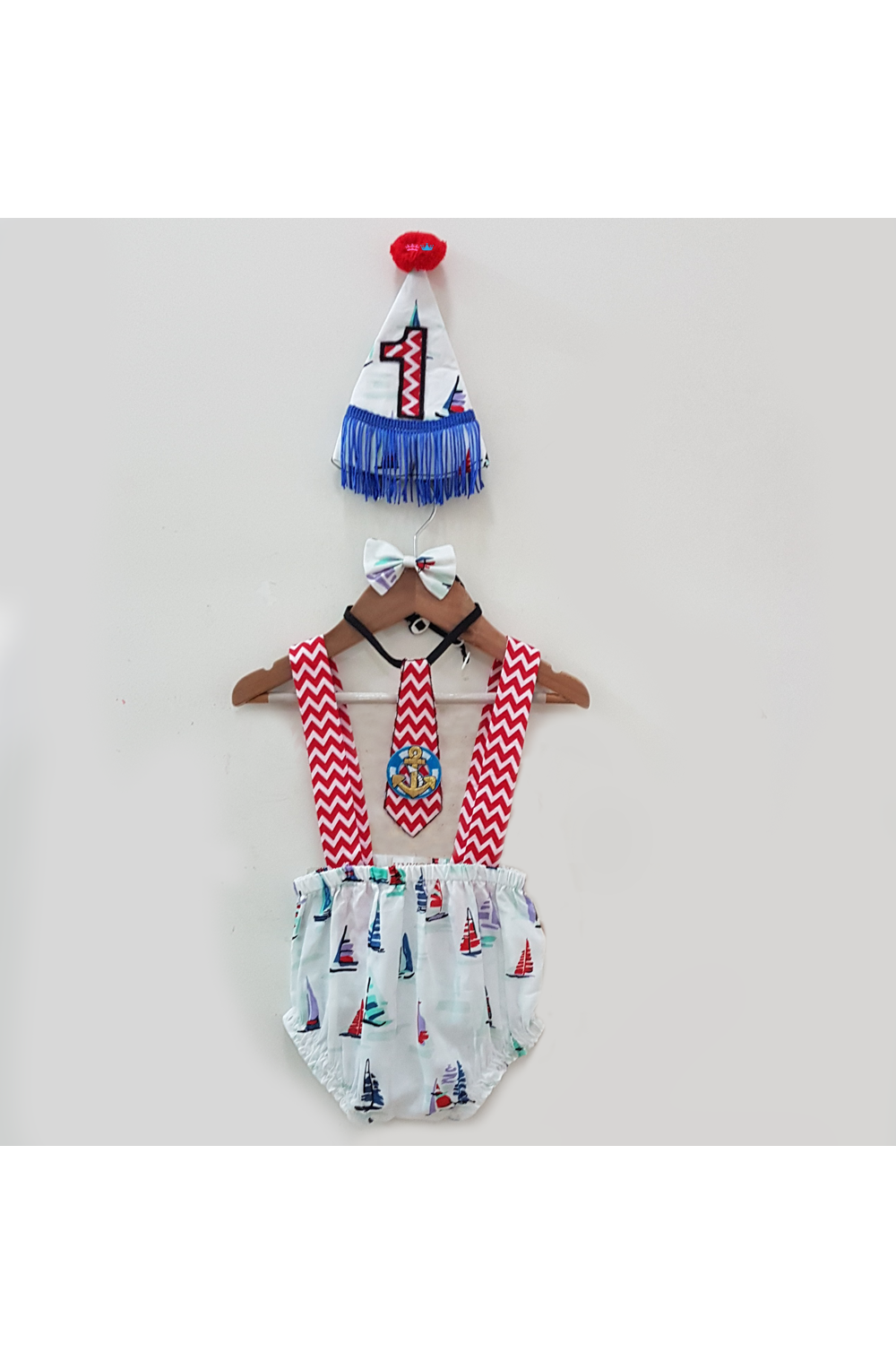 Nautical theme cake smash outfit