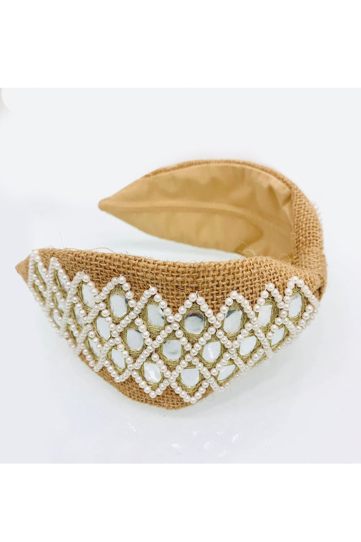 Pearl Embroidered Pure Crepe Hairband