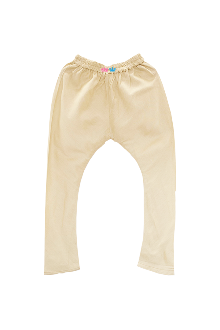 Beige kurta pyjama with red jacket