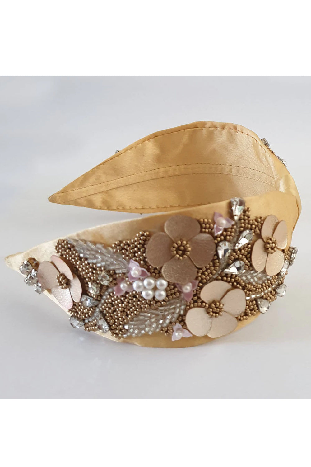 Golden satin silk hairband