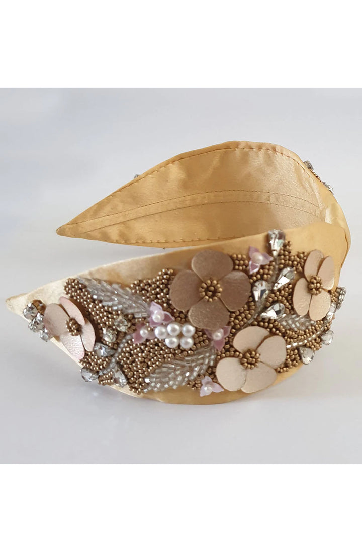 Golden satin silk hairband