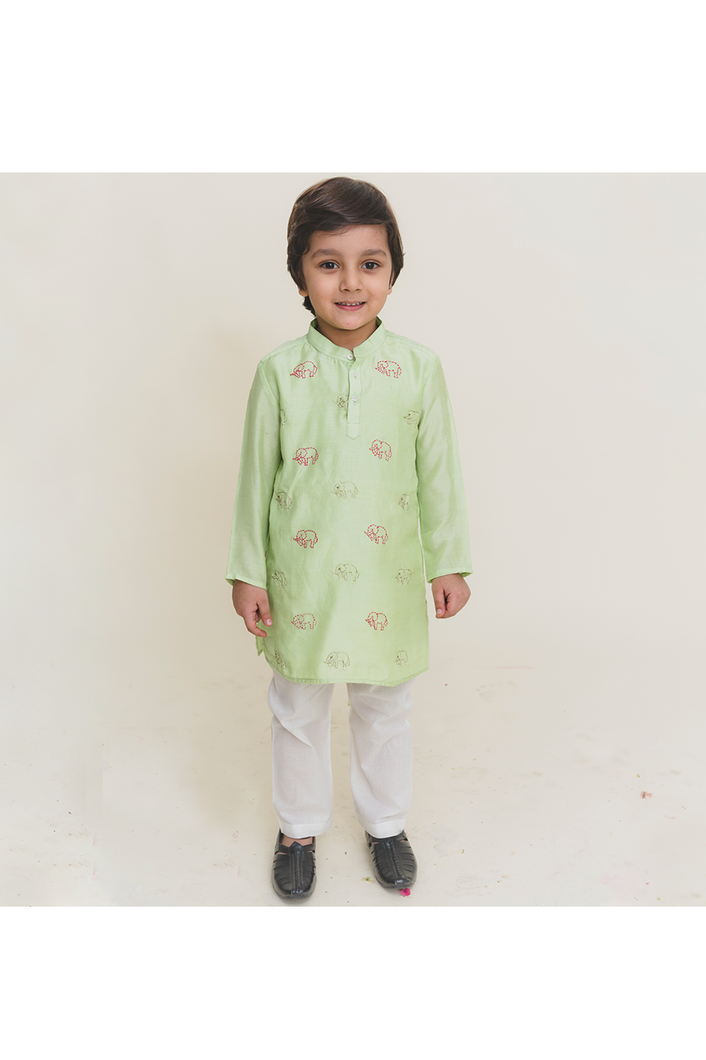 Elephant katha embroidered kurta pant set
