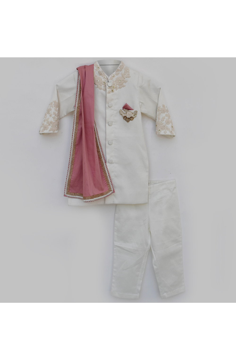 Off White achkan with stole and pant