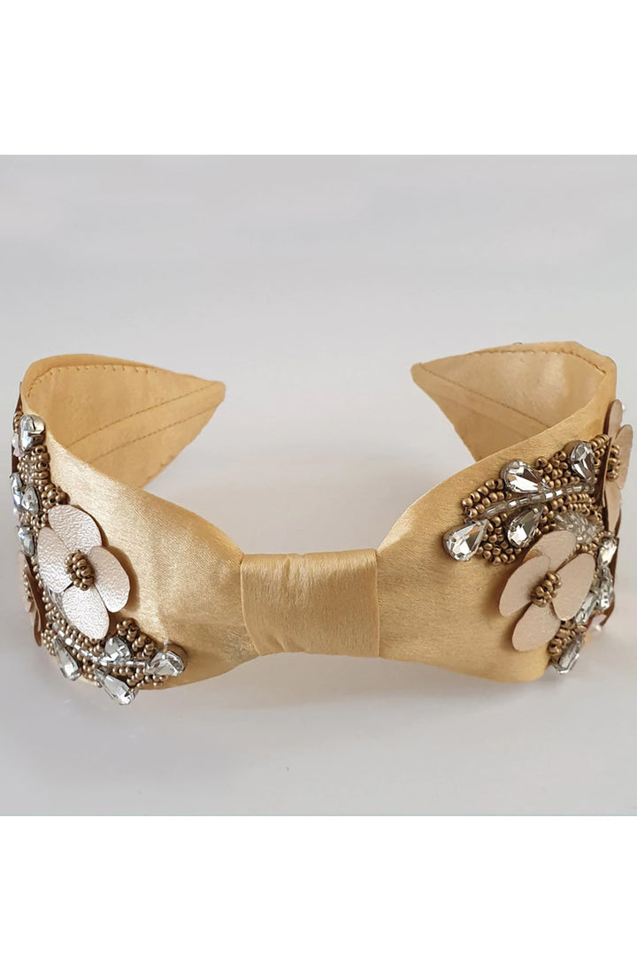 Golden satin silk hairband