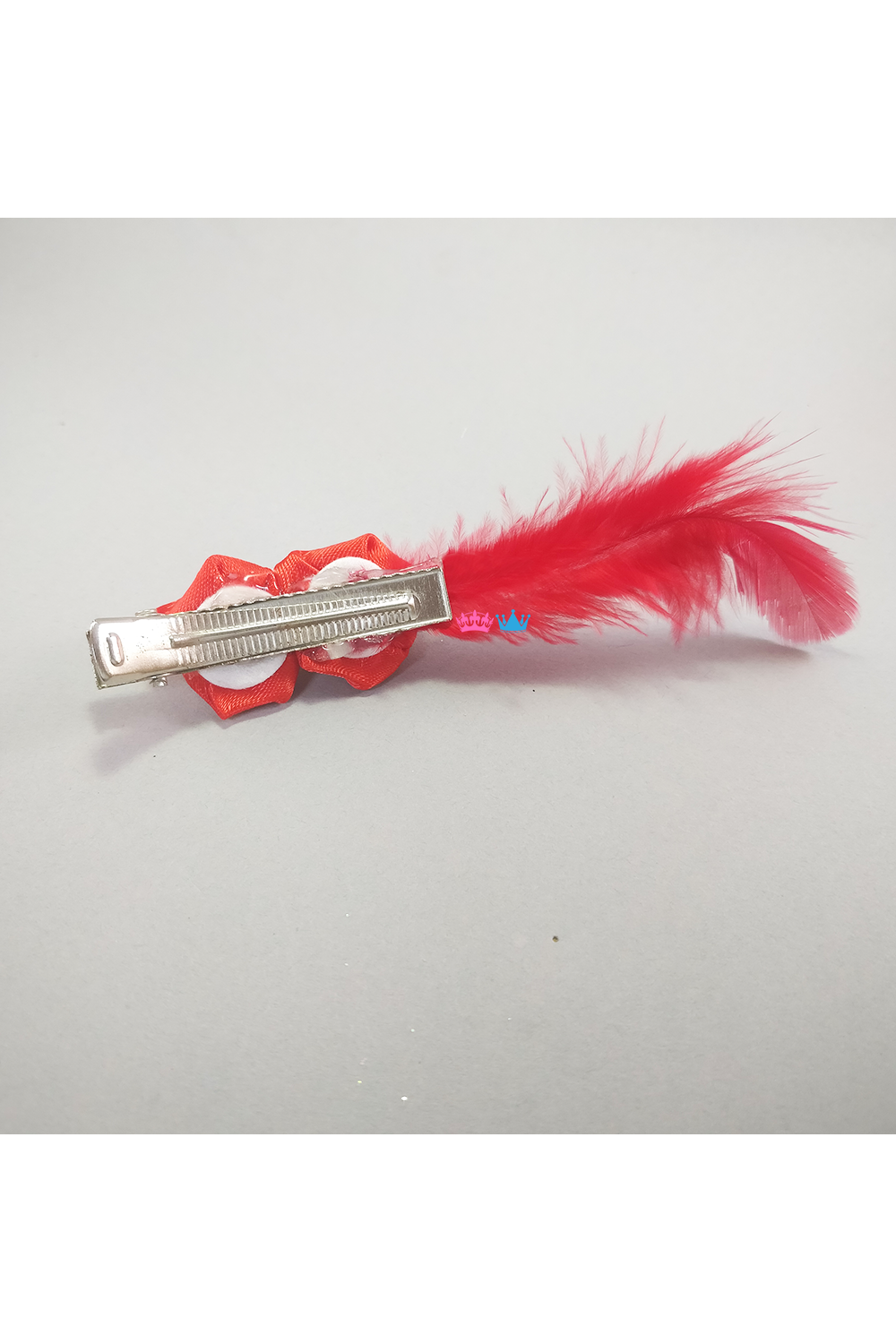 Satin rose feather clip
