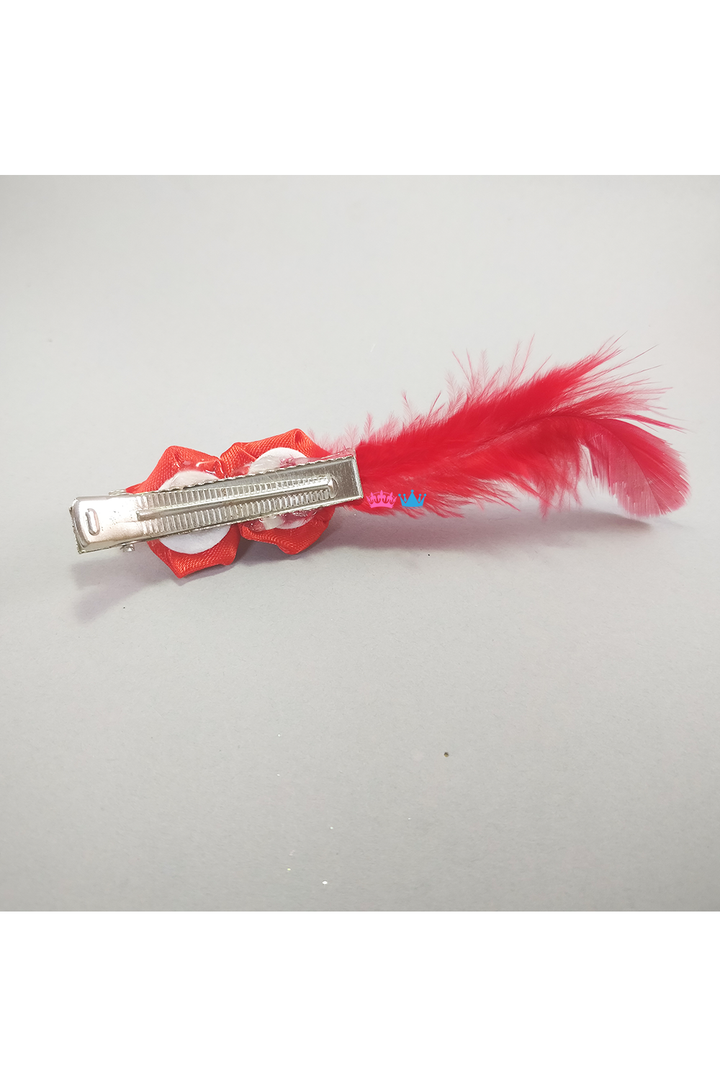Satin rose feather clip