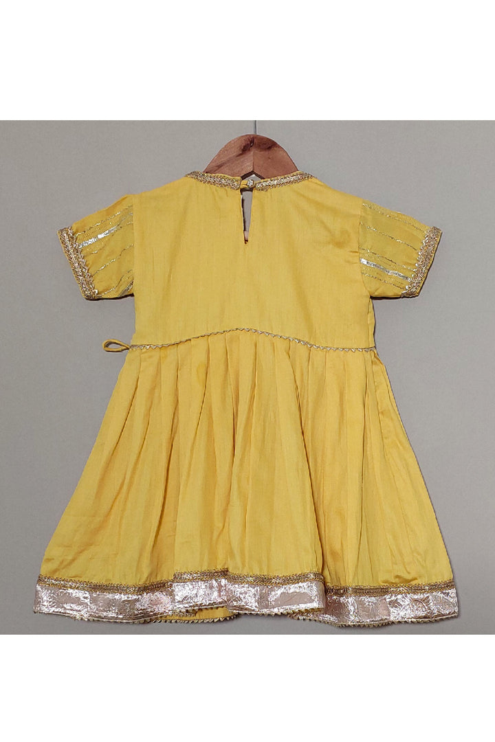 Yellow Hand Embroidered Peplum Style Kurta With Dhoti Set