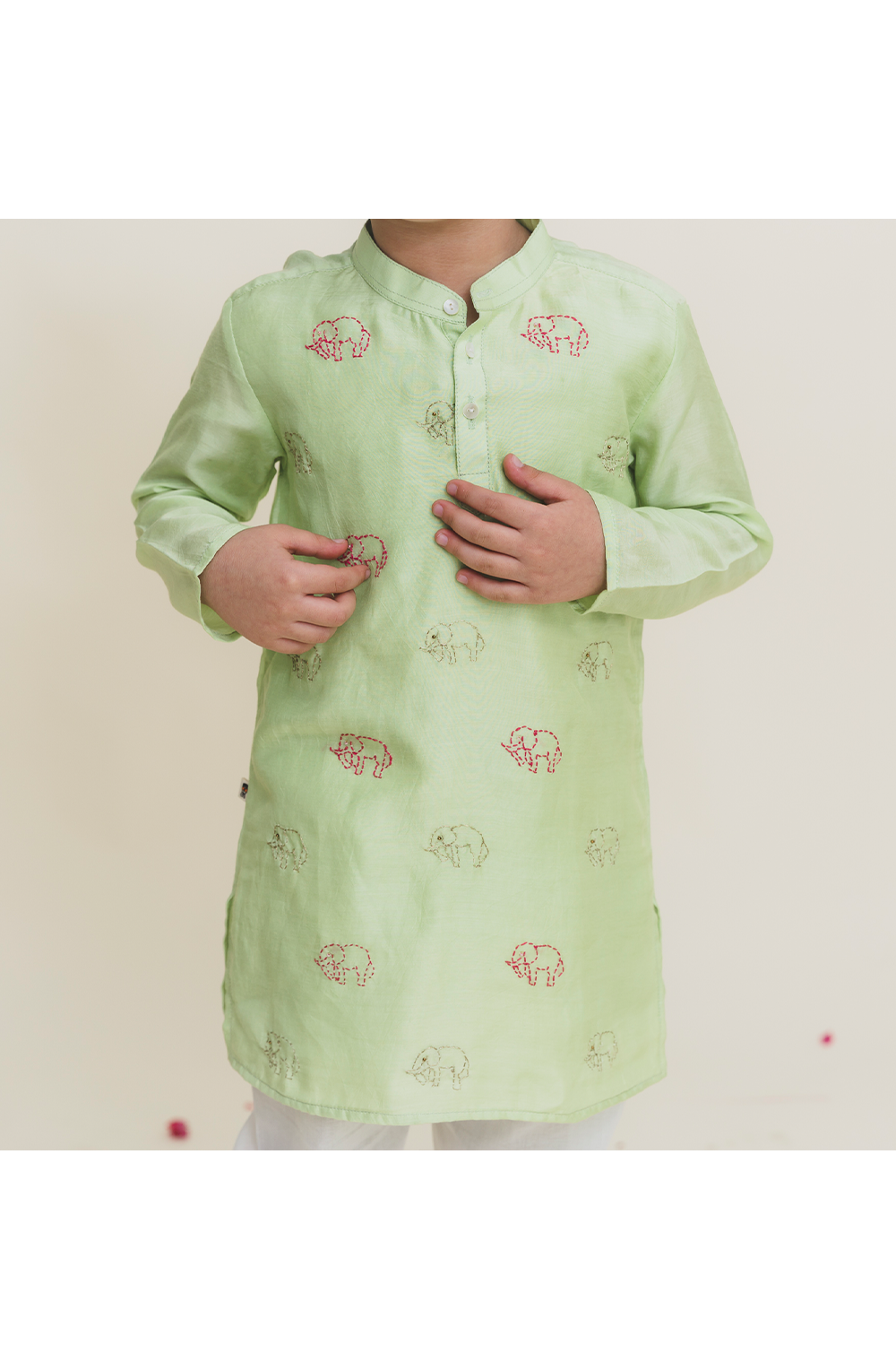 Elephant katha embroidered kurta pant set