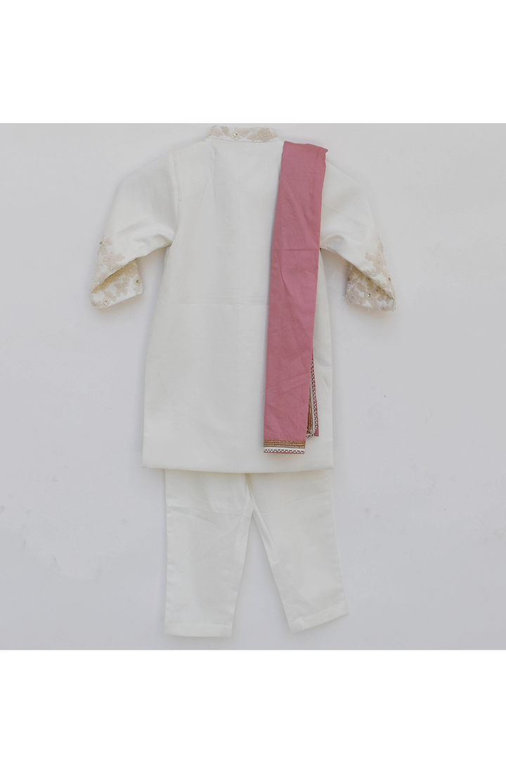 Off White achkan with stole and pant