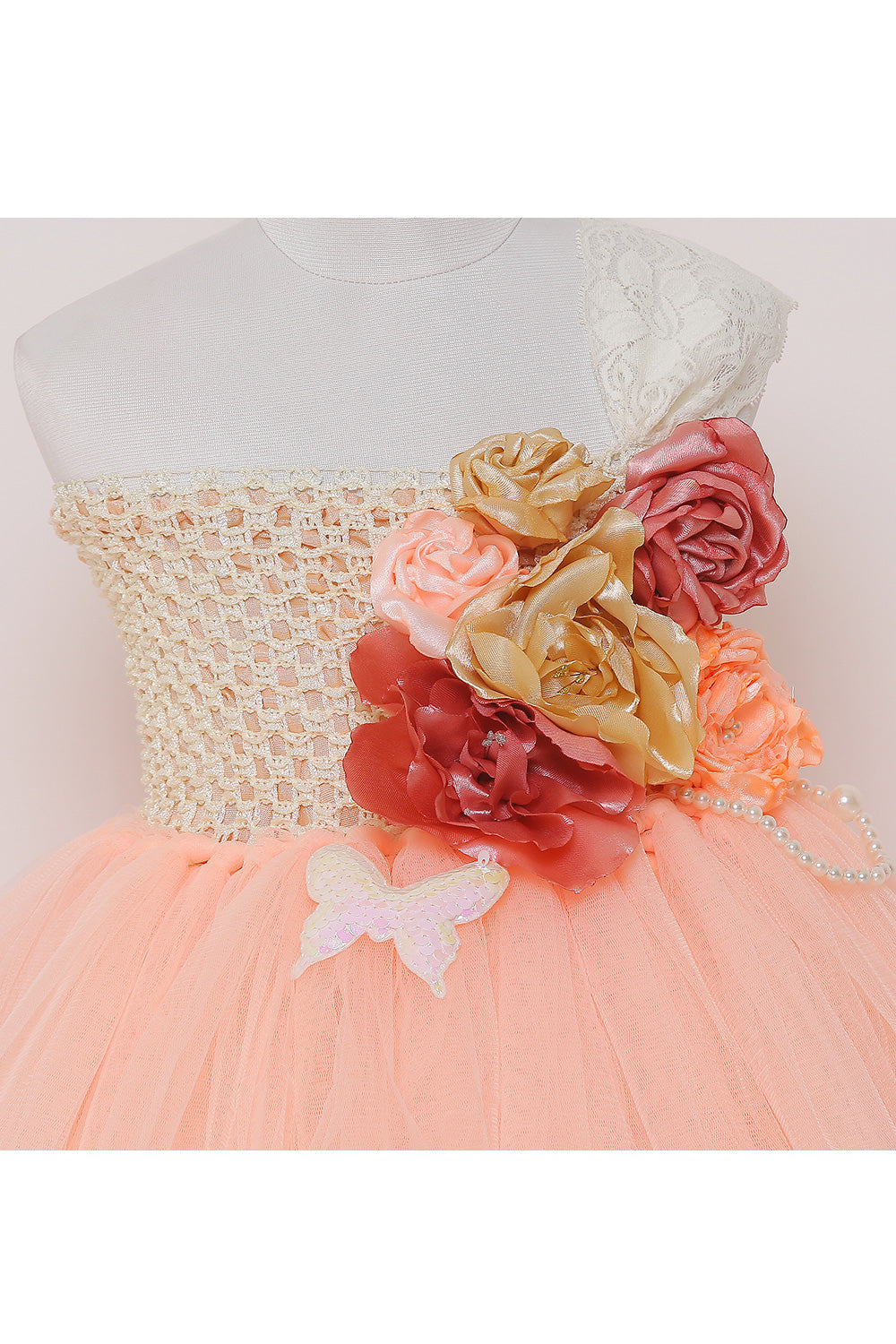 Peach one shoulder tutu gown