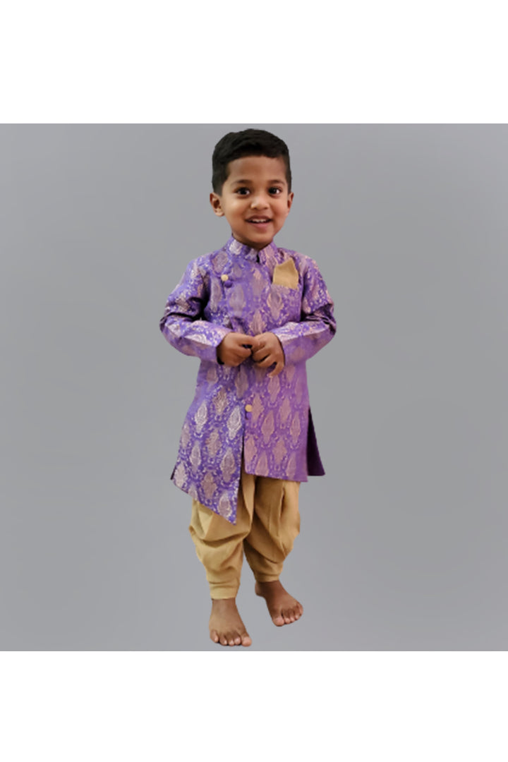 Purple Embroidered Kurta With Dhoti Set
