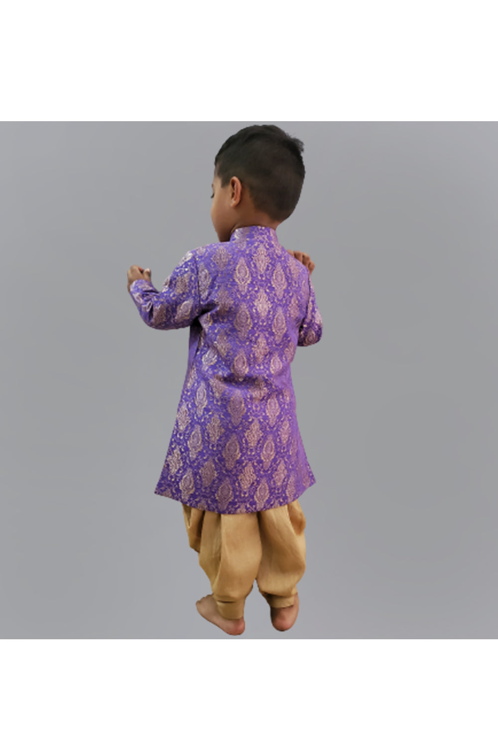 Purple Embroidered Kurta With Dhoti Set