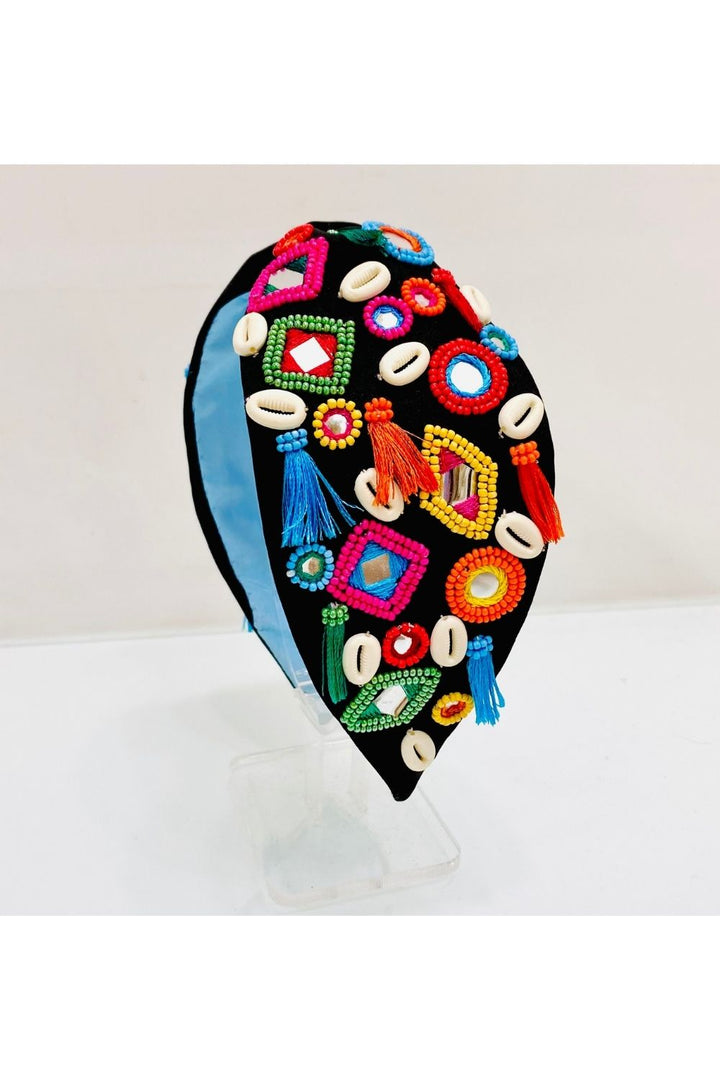 Black Mirror Embroidered Sling Bag And Hairband