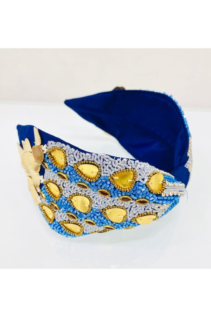 Navy blue hearts pure crepe hairband