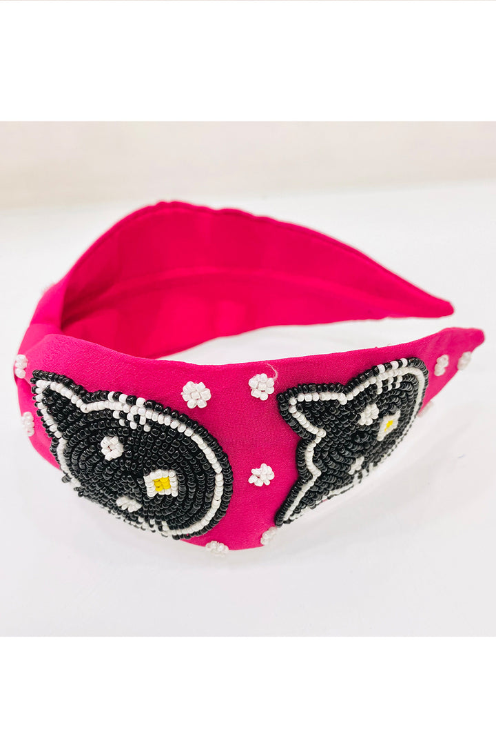 Pink Cat Motif Pure Crepe Hairband