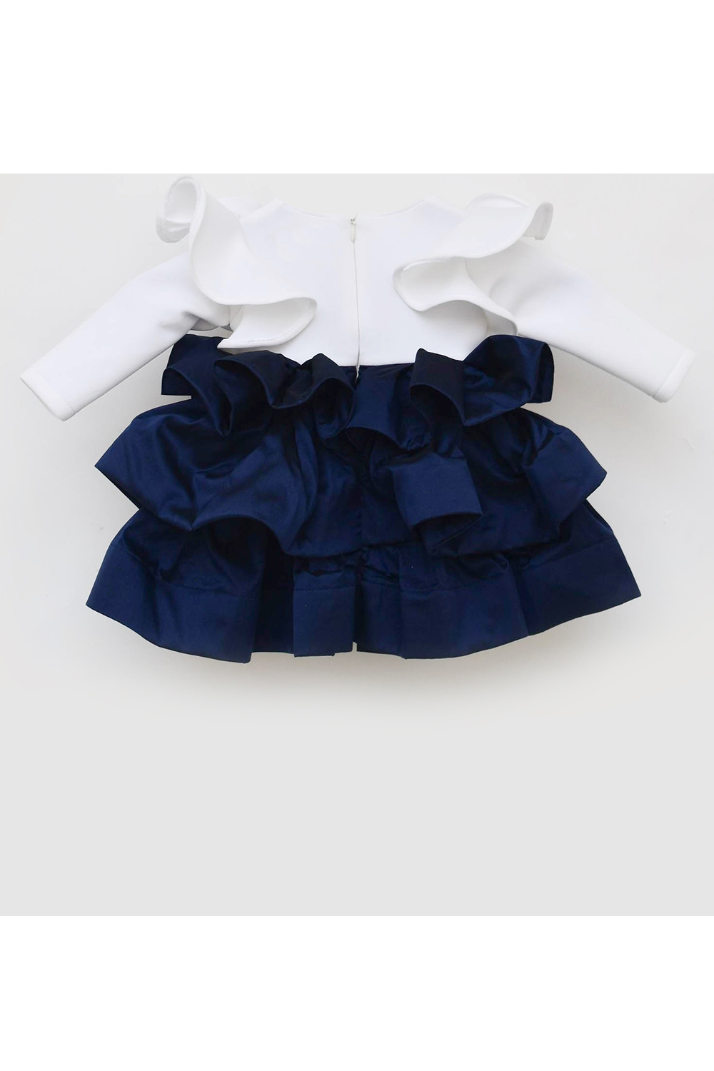 Off white and dark blue silk unicorn frock