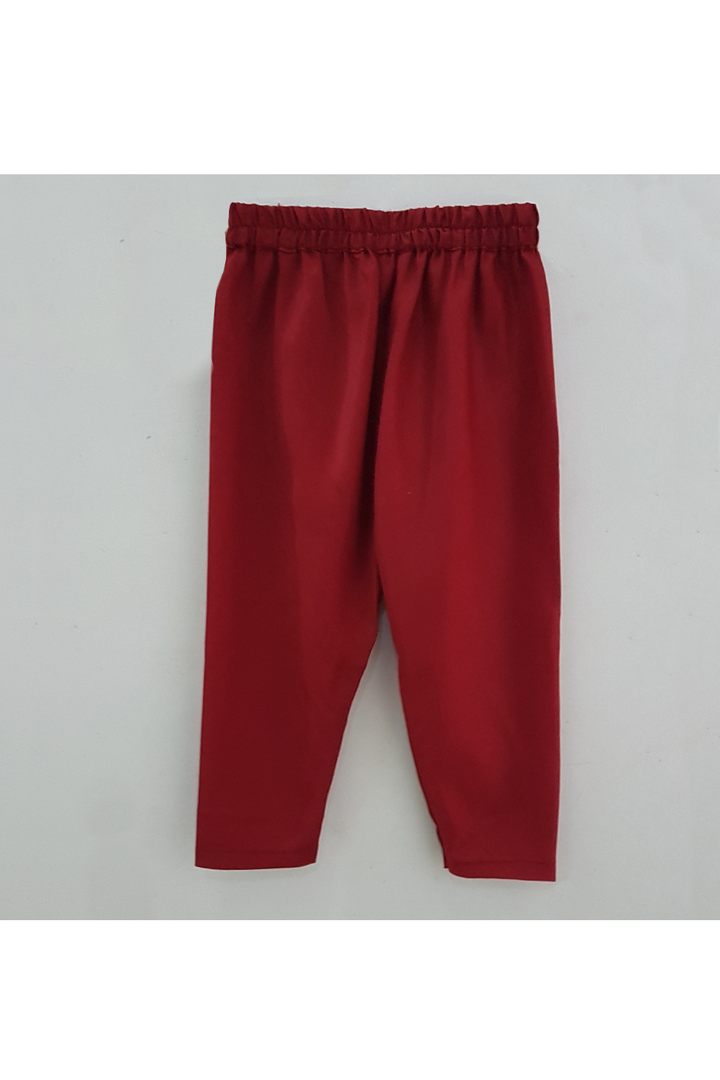 Brick red printed kurta pyjama with mask set