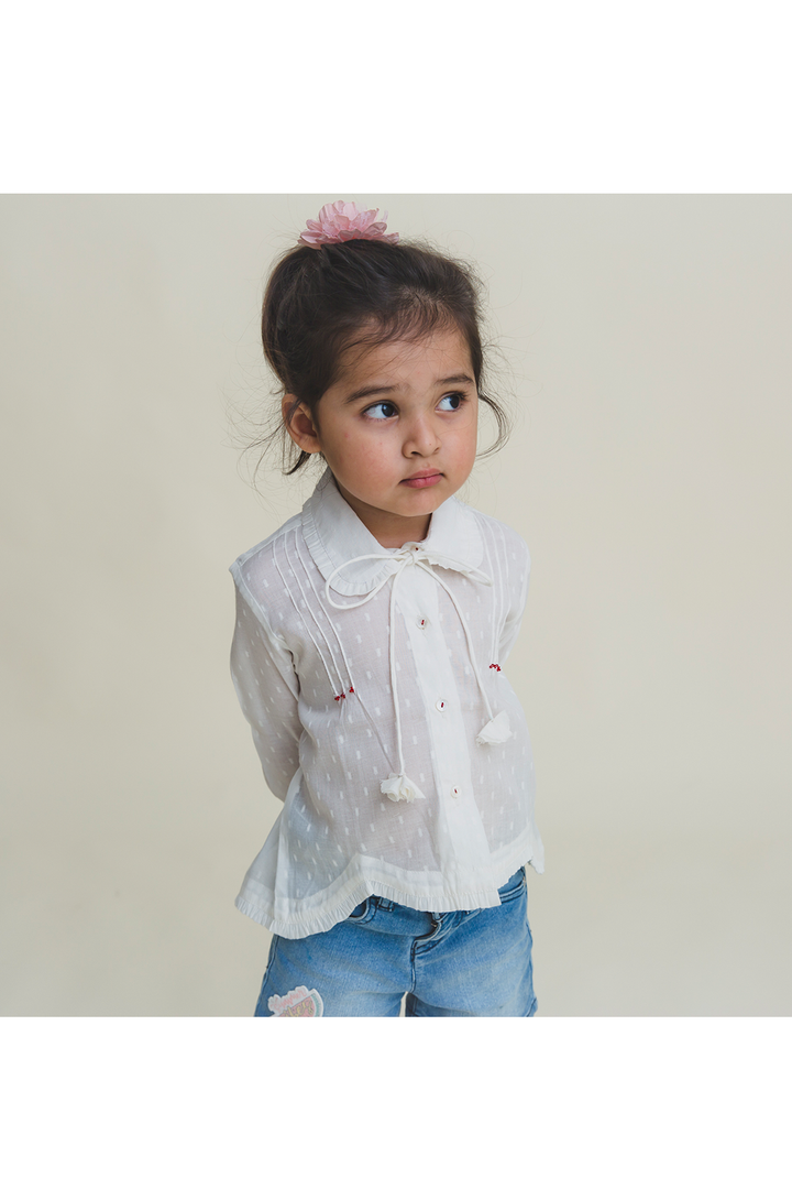 Pintuck white shirt