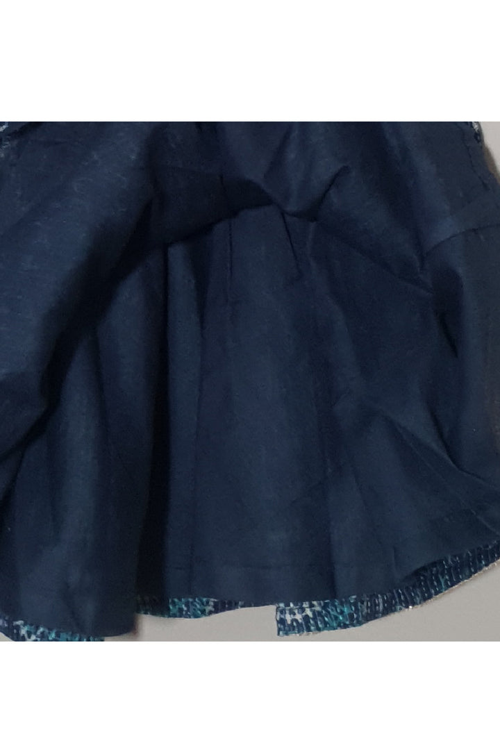 Blue Printed Halter Neck Cotton Top With Lehenga Set
