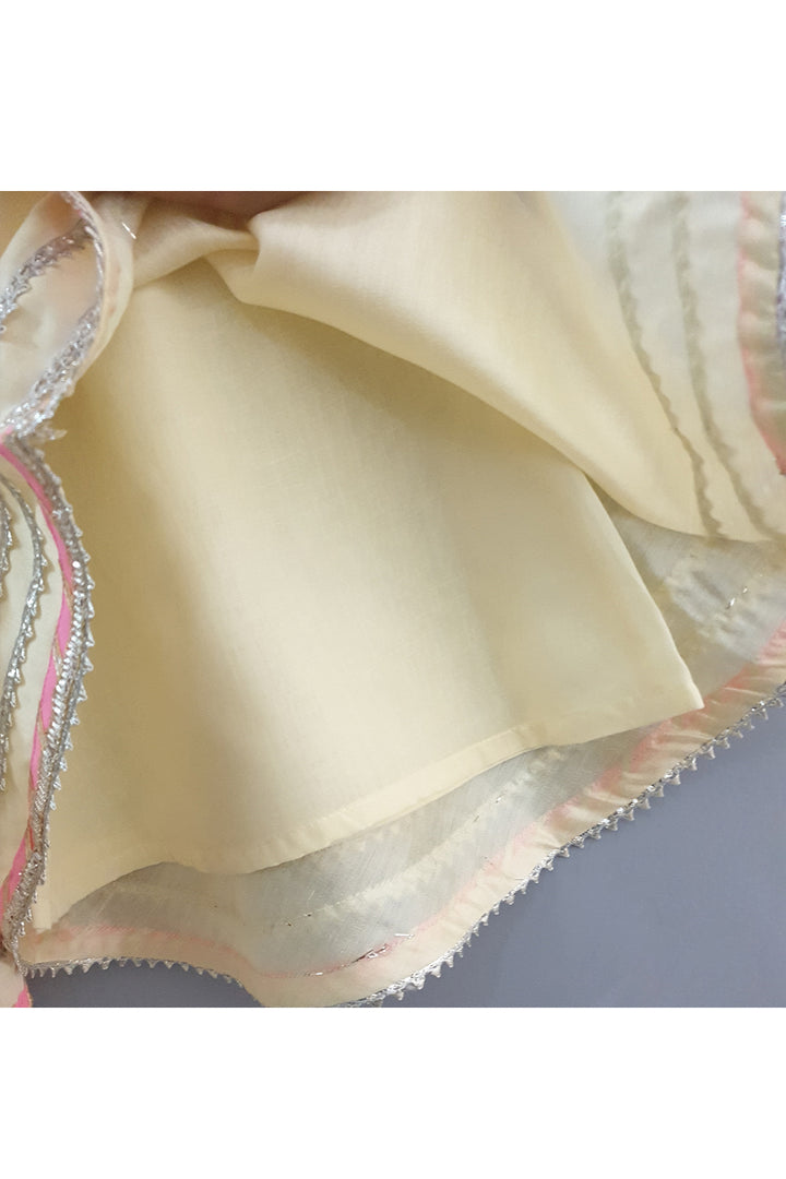 Yellow gota work peplum style kurta with sharara