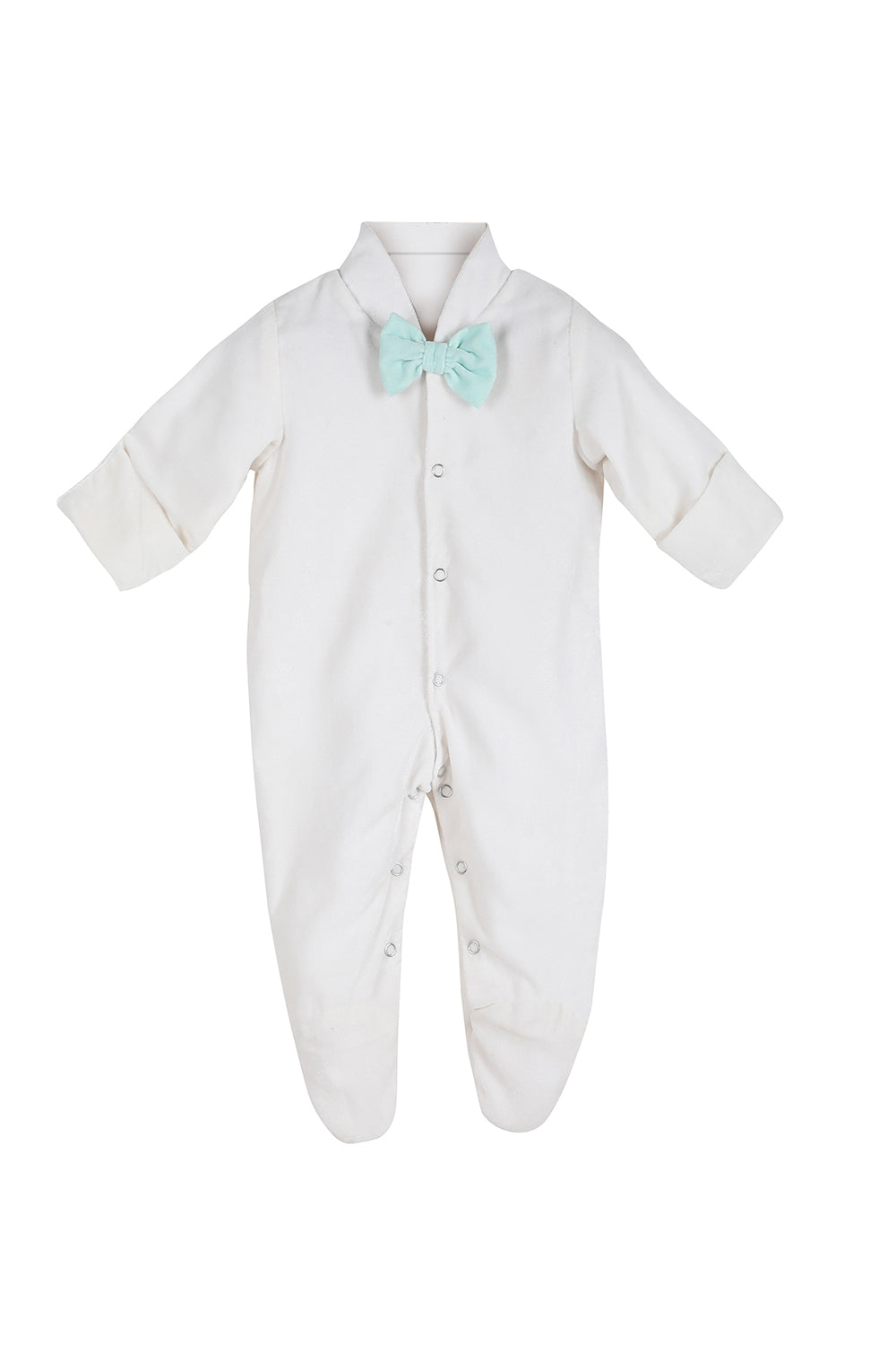White velvet romper with prince embroidered waist coat