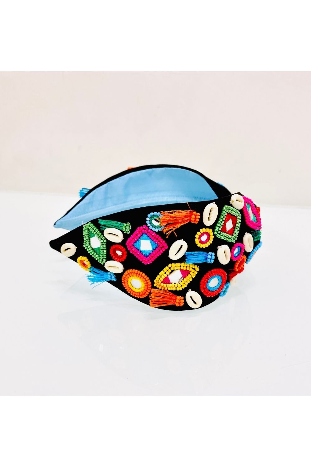 Black Mirror Embroidered Sling Bag And Hairband