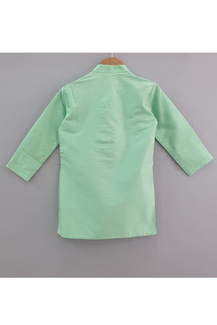 Green kurta with attached jacket and pants