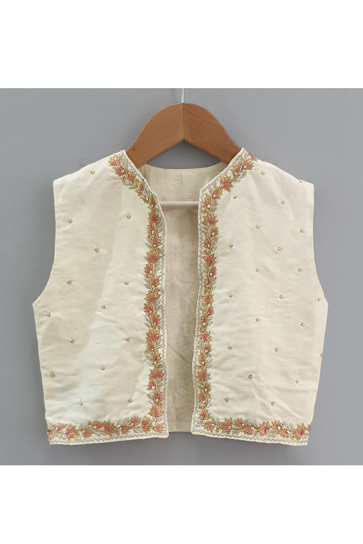 Off White Sequins Embroidered Bandi